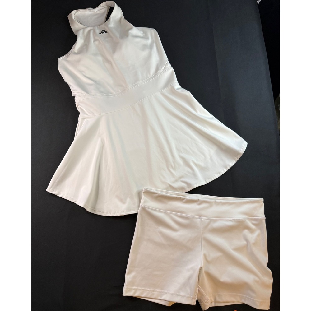 White Sleeveless Tennis Dress with Built-In Shorts